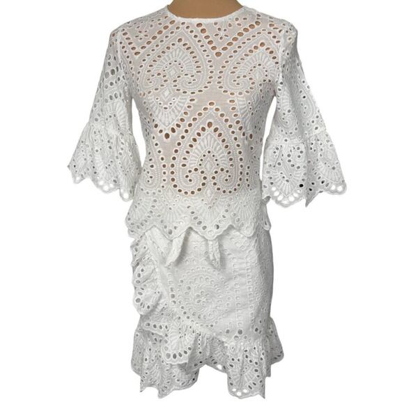 Winona Valerie Wrap Mini Dress Eyelet Lace White Size 6 - Picture 6 of 13